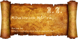 Mihalovics Nóra névjegykártya